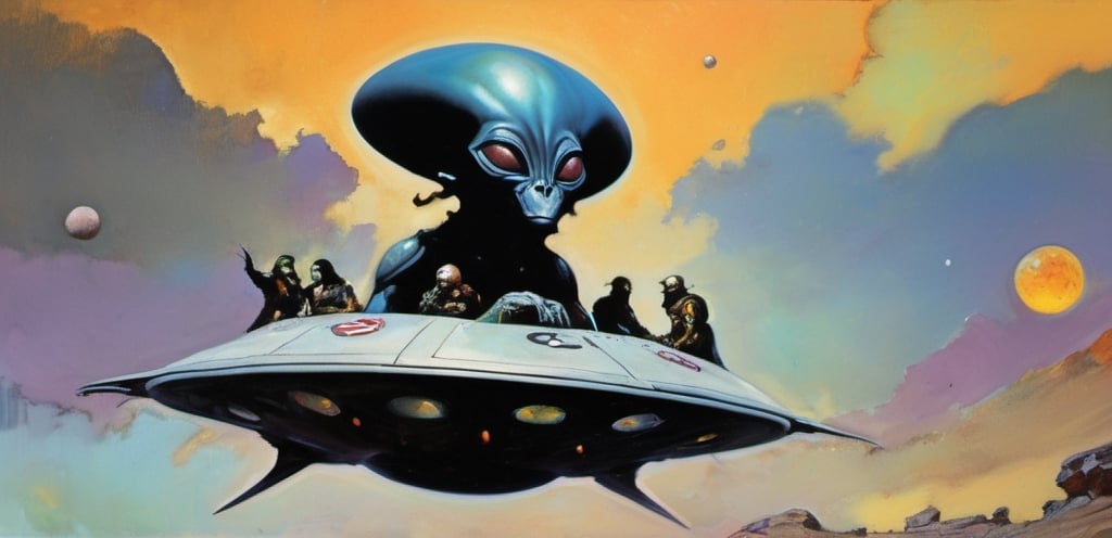 an oil painting,  a masterpiece,  an alien race by Ravishastri on Tensor.Art