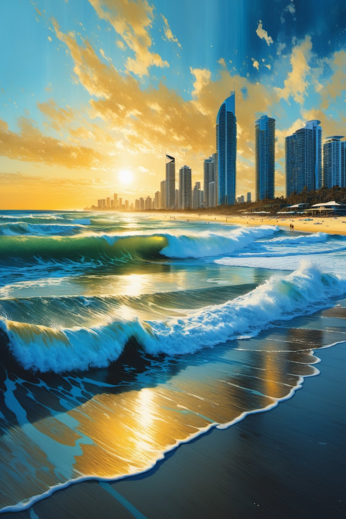 Surfers Paradise beach,  Gold Coast Australia,  beach by Ravishastri on Tensor.Art