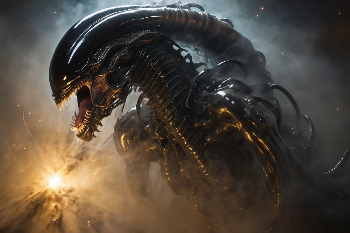 a xenomorph,  low lighting,  intense shadows by Ravishastri on Tensor.Art