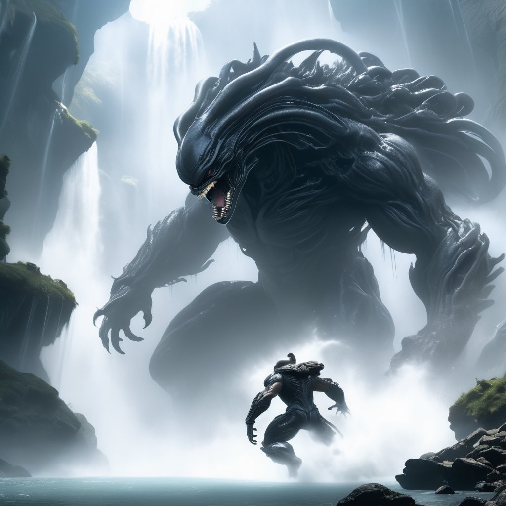 an alien xenomorph launches itself at a nearby victim,  a giant bear,  motion blur by Ravishastri on Tensor.Art