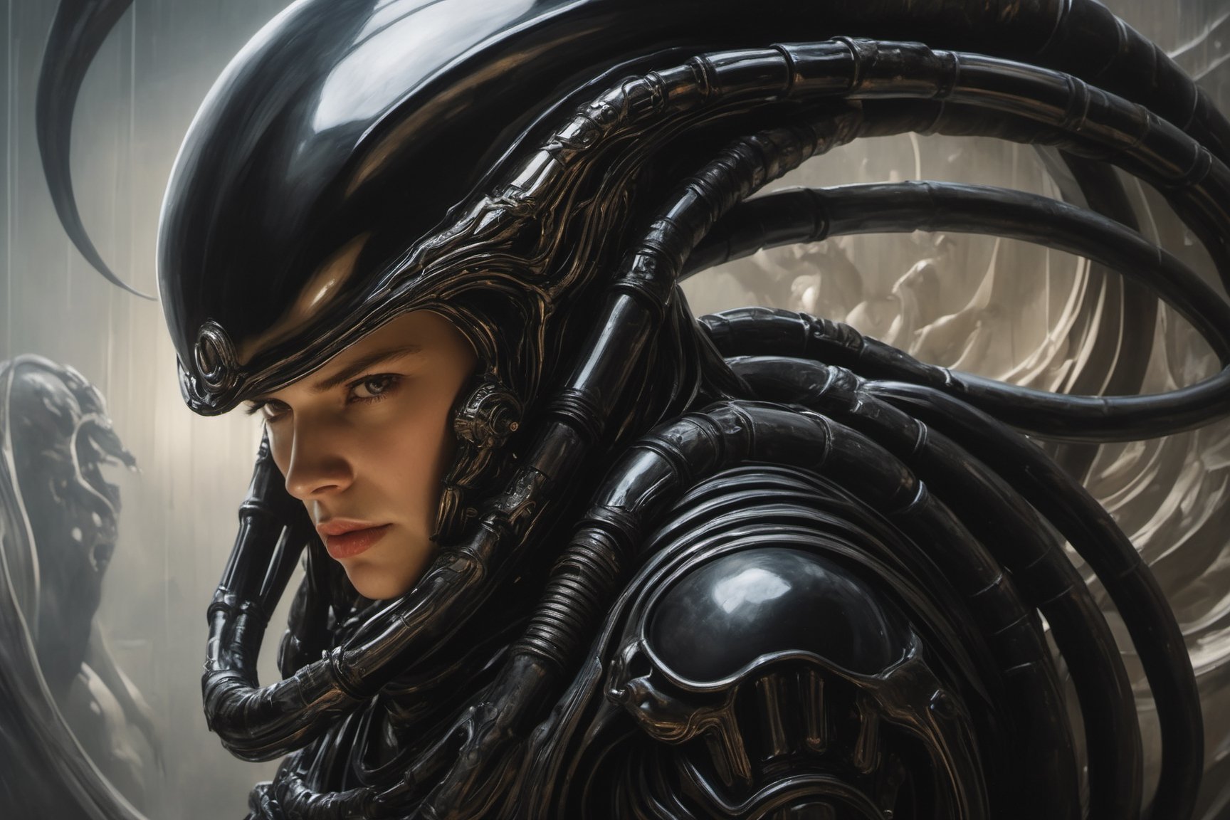 a oil painting portrait,  art by hr giger,  a masterpiece by Ravishastri on Tensor.Art