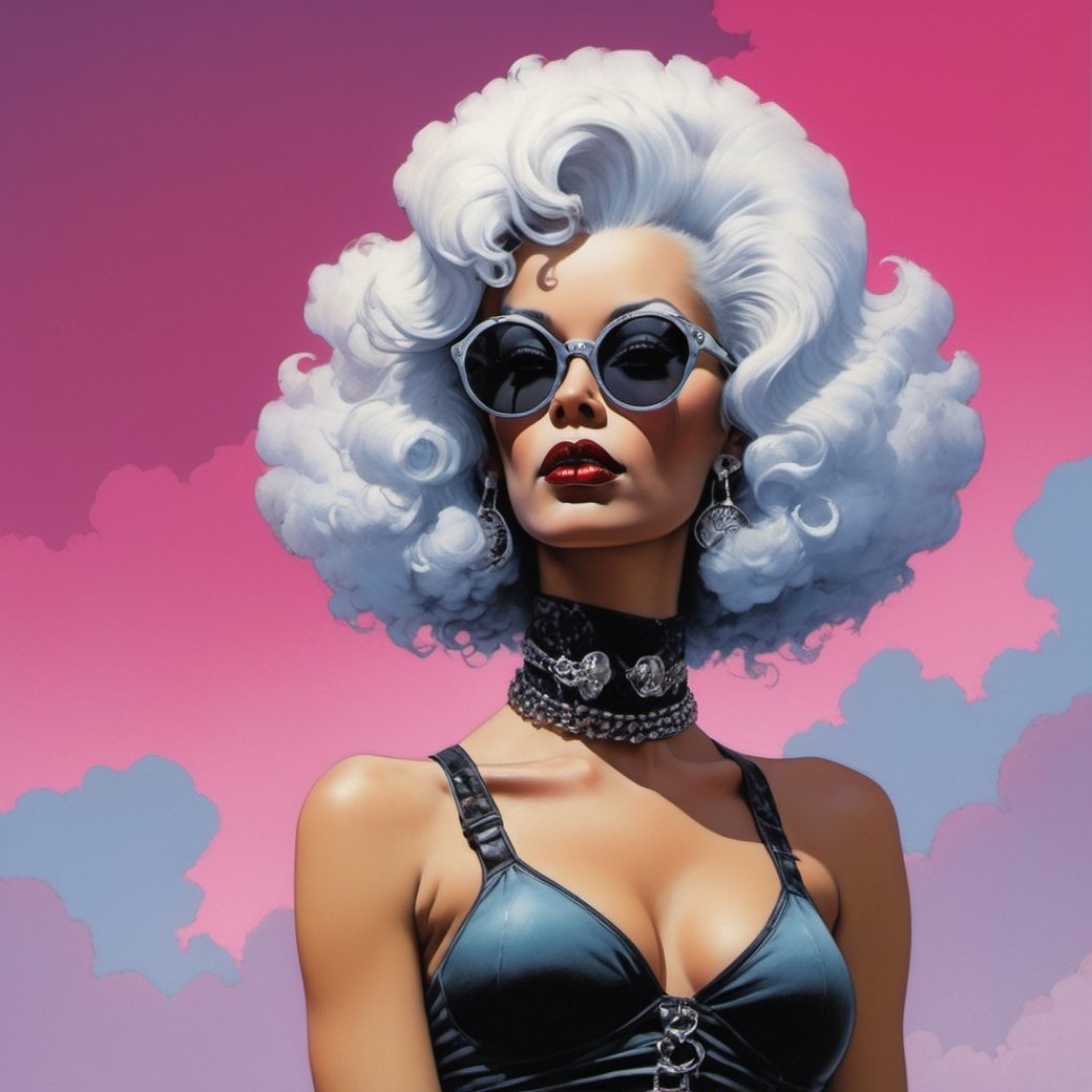 poodle from rocky horror picture show,  lennon sunglasses,  Horror Comics style by Ravishastri on Tensor.Art