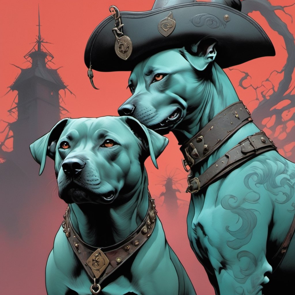 dogs from the wizard of oz,  Horror Comics style,  art by brom by Ravishastri on Tensor.Art