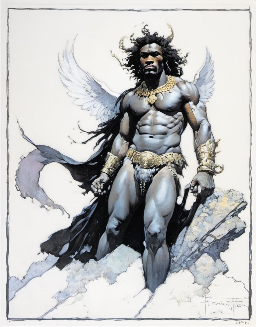 an oil painting,  a masterpiece,  a black male angel by Ravishastri on Tensor.Art