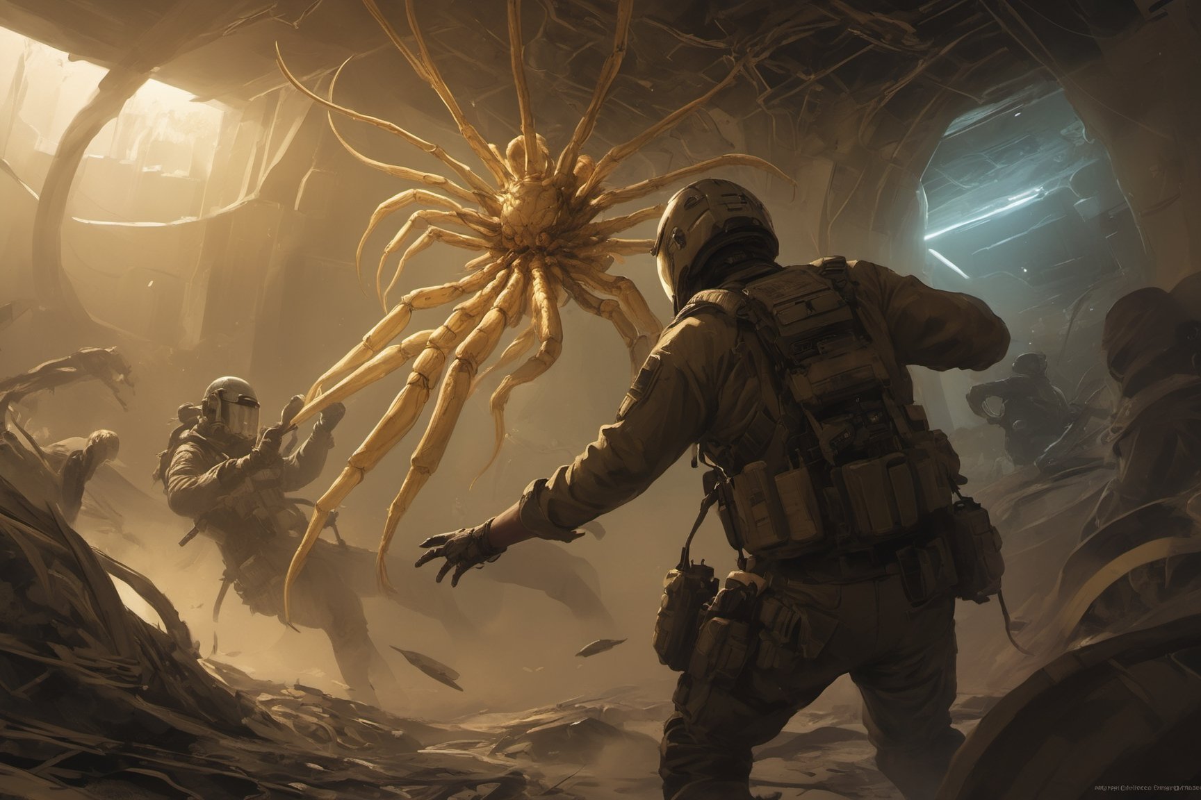 a Facehugger launches itself at a nearby victim by Ravishastri on Tensor.Art