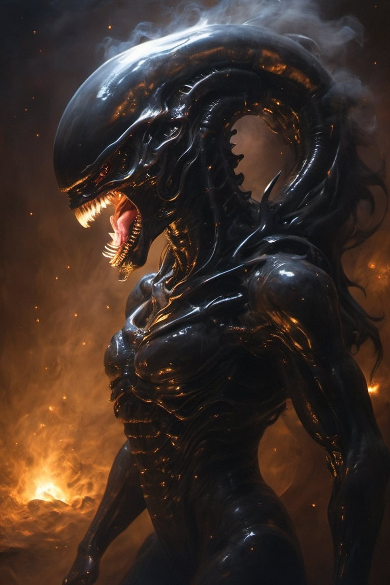 a xenomorph,  low lighting,  intense shadows by Ravishastri on Tensor.Art