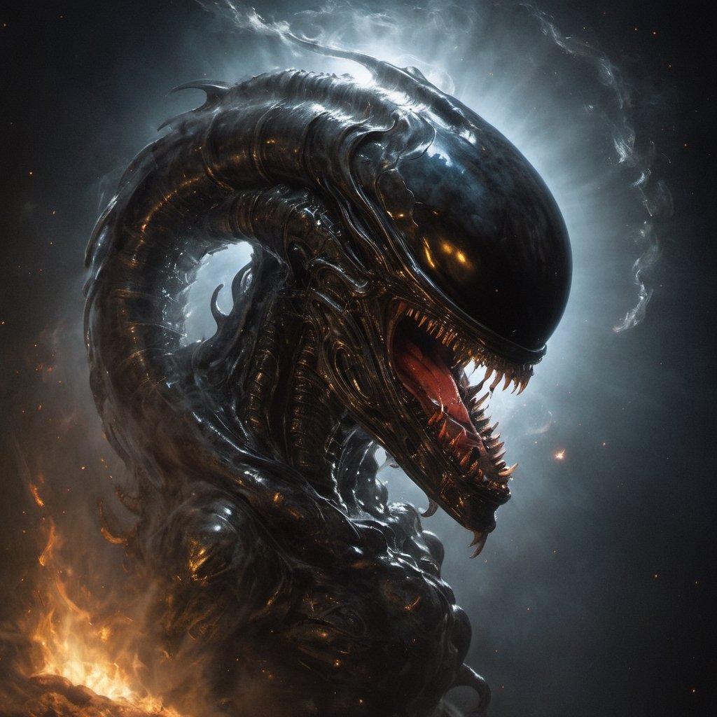 a xenomorph,  low lighting,  intense shadows by Ravishastri on Tensor.Art