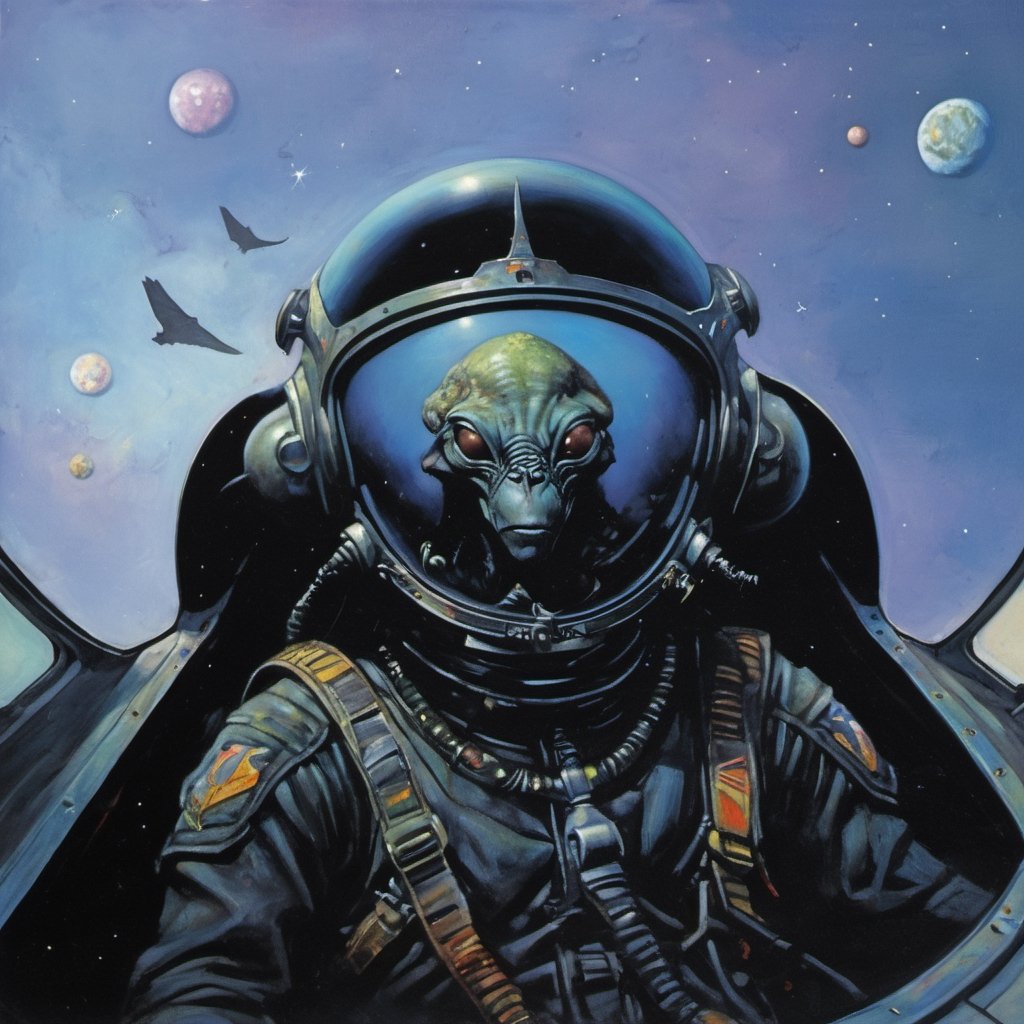 an oil painting,  a masterpiece,  an alien race by Ravishastri on Tensor.Art