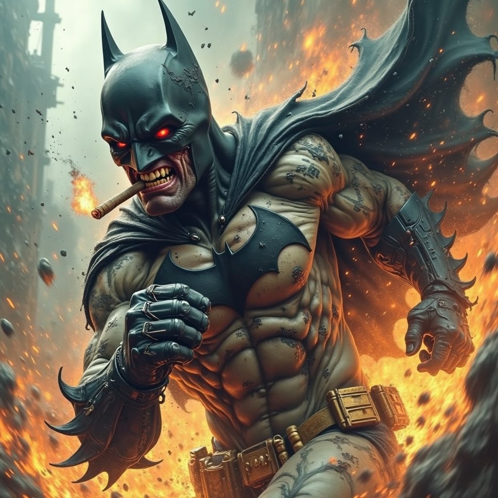 Batman,  wearing his trademark Batman outfit,  a realistic character by Ravishastri on Tensor.Art