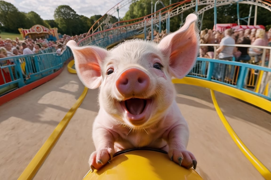 step back,  20mm lens wide shot,  a cute 10 week old piglet by Ravishastri on Tensor.Art