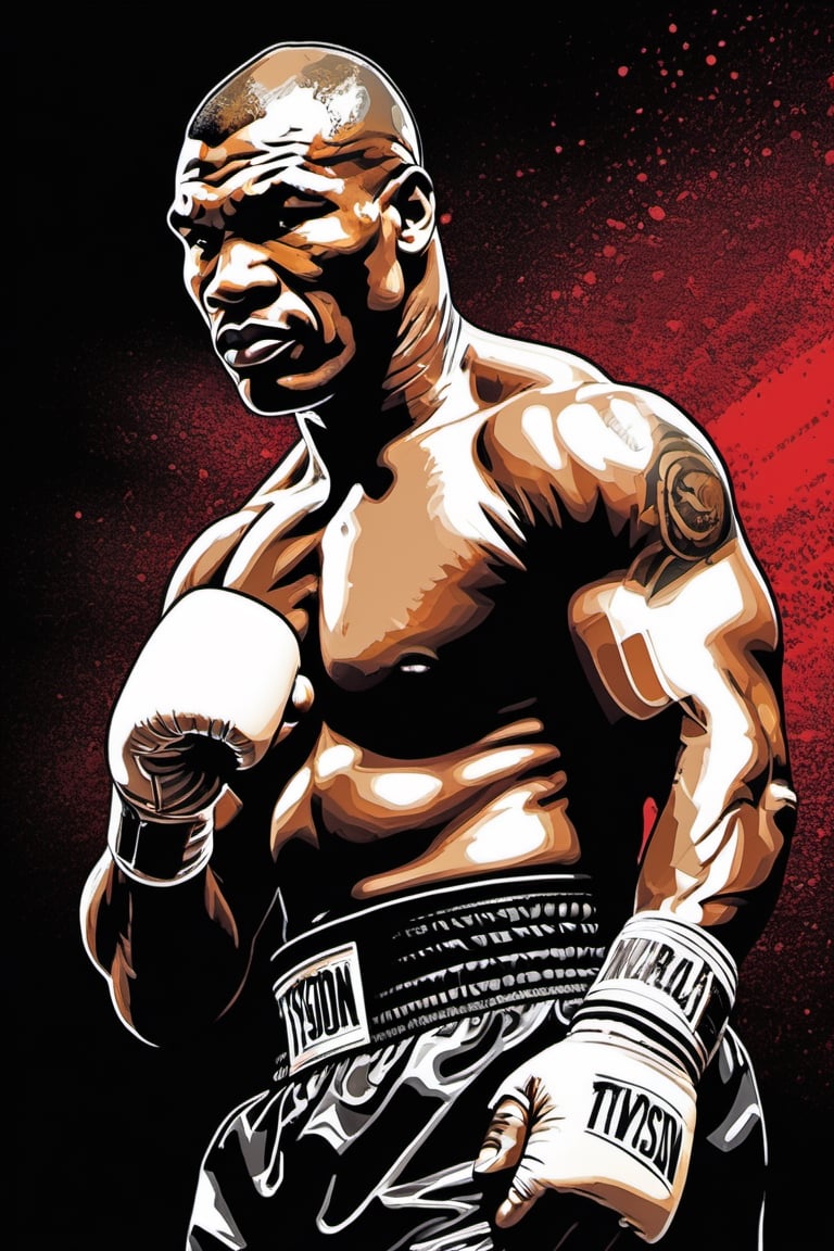 Mike Tyson ,  shadow boxing,  art poster by gian galang by Ravishastri on Tensor.Art