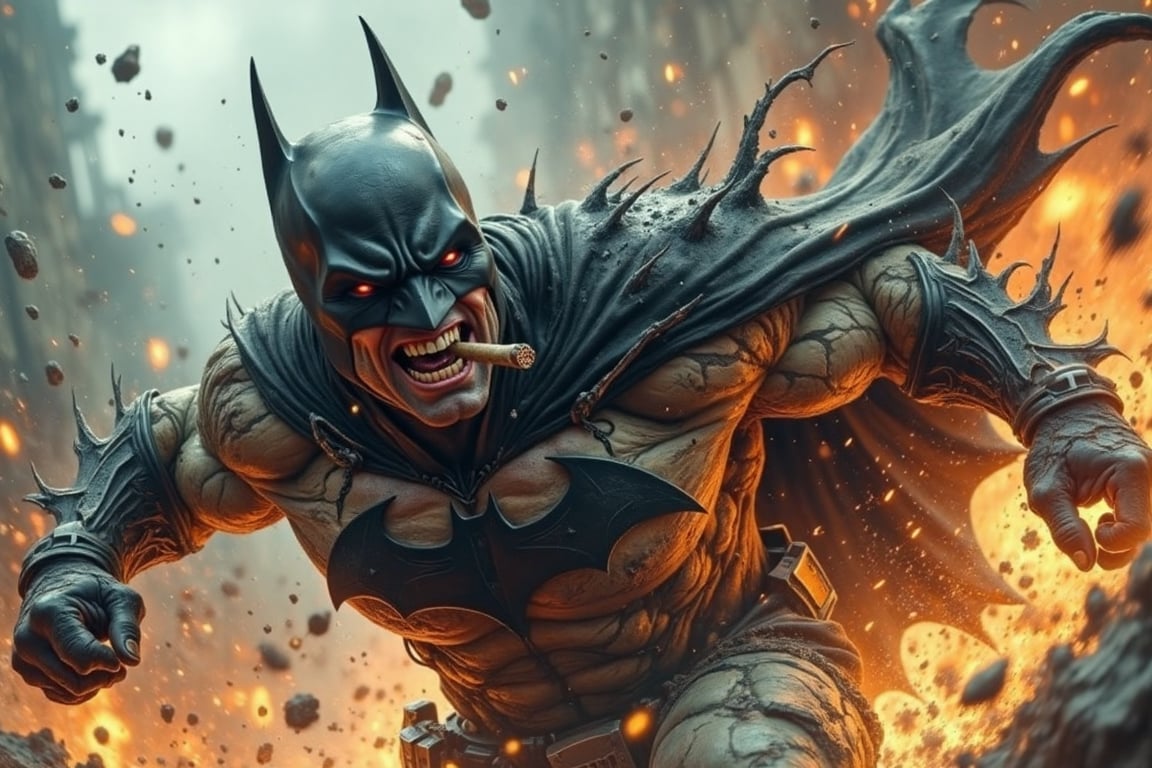 Batman,  wearing his trademark Batman outfit,  a realistic character by Ravishastri on Tensor.Art