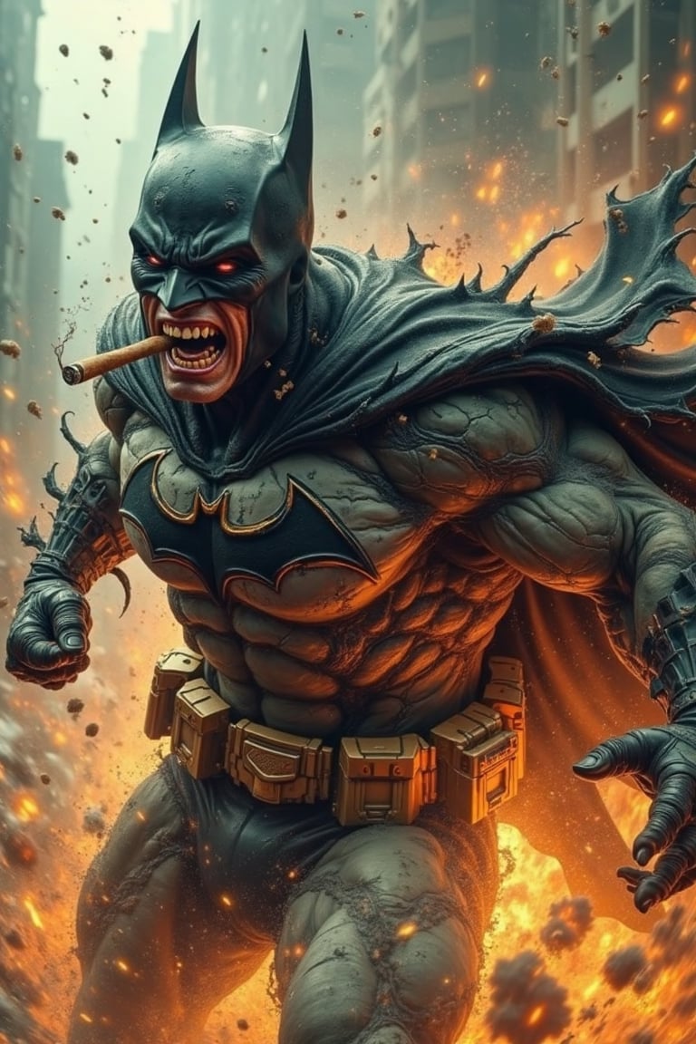 Batman,  wearing his trademark Batman outfit,  a realistic character by Ravishastri on Tensor.Art