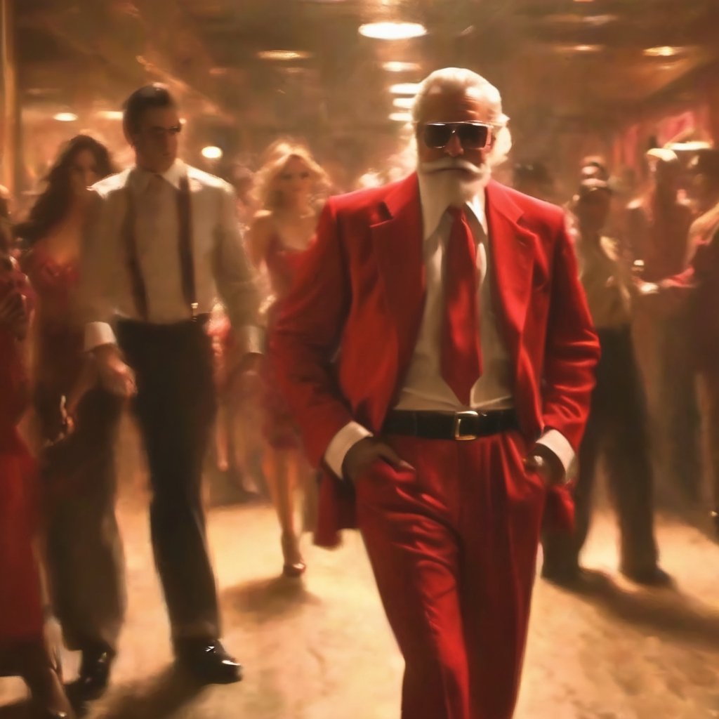 in a strip club watching strippers dance,  Santa wearing a Clean shirt,  new shoes And he don't know where he's goin' to r...