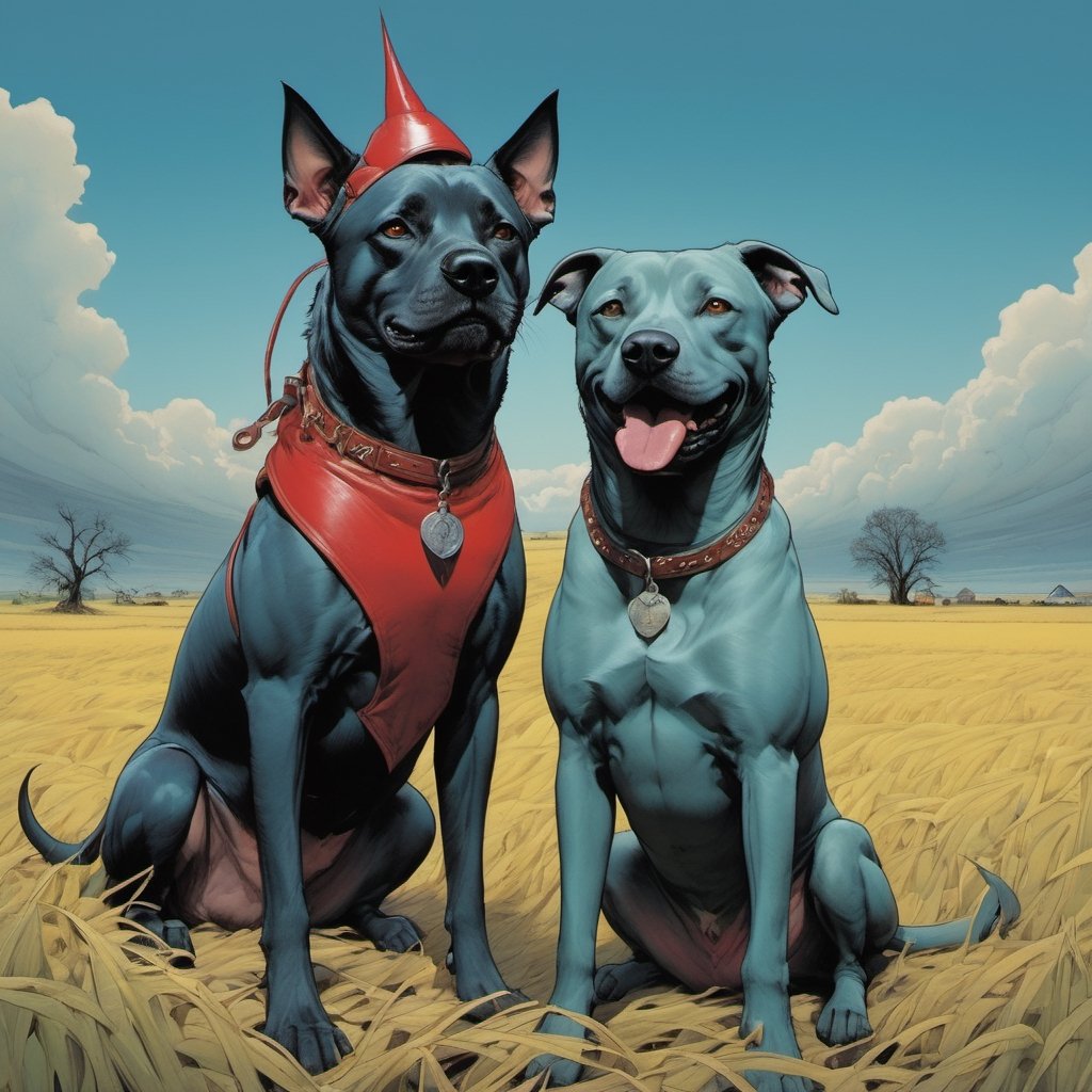 dogs from the wizard of oz,  Horror Comics style,  art by brom by Ravishastri on Tensor.Art