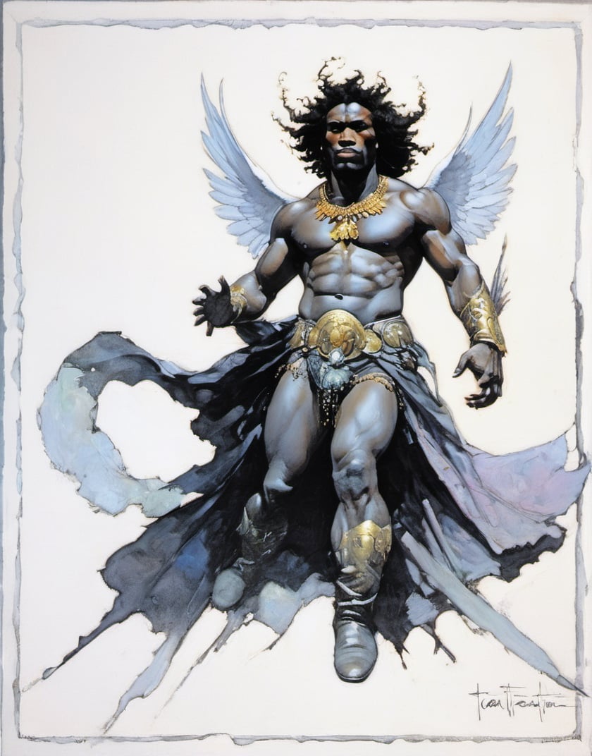 an oil painting,  a masterpiece,  a black male angel by Ravishastri on Tensor.Art