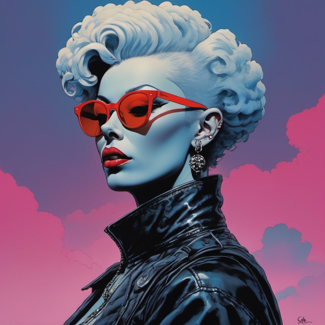 poodle from rocky horror picture show,  lennon sunglasses,  Horror Comics style by Ravishastri on Tensor.Art