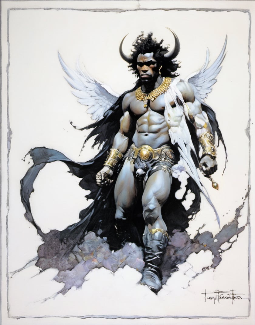 an oil painting,  a masterpiece,  a black male angel by Ravishastri on Tensor.Art