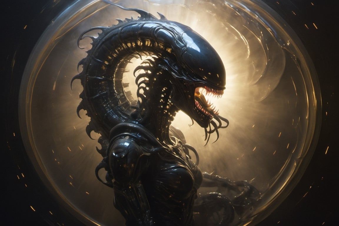 a xenomorph,  low lighting,  intense shadows by Ravishastri on Tensor.Art