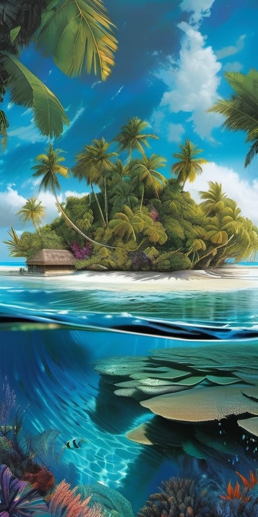  ((tropical Cook islands, seen from the sea)),reef, lagoon, plam trees, black ink flow, 64k resolution photorealistic masterpiece by aaron horkey and jeremy mann, intricately detailed by jean baptiste mongue, acrylic: watercolor art, professional photography, dynamic lighting, volumetric lighting maximalist photoillustration:by marton bobzert,8k resolution concept art intricately detailed, complex, elegant, majestic, ecstacy, fantastical, aspect ratio:16:9, ,xyzsanart01,portrait_futurism,dripping paint