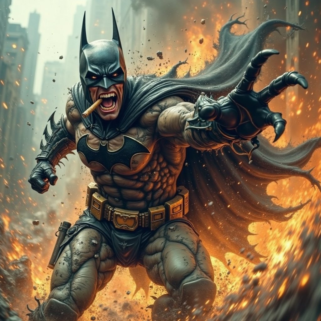 Batman,  wearing his trademark Batman outfit,  a realistic character by Ravishastri on Tensor.Art