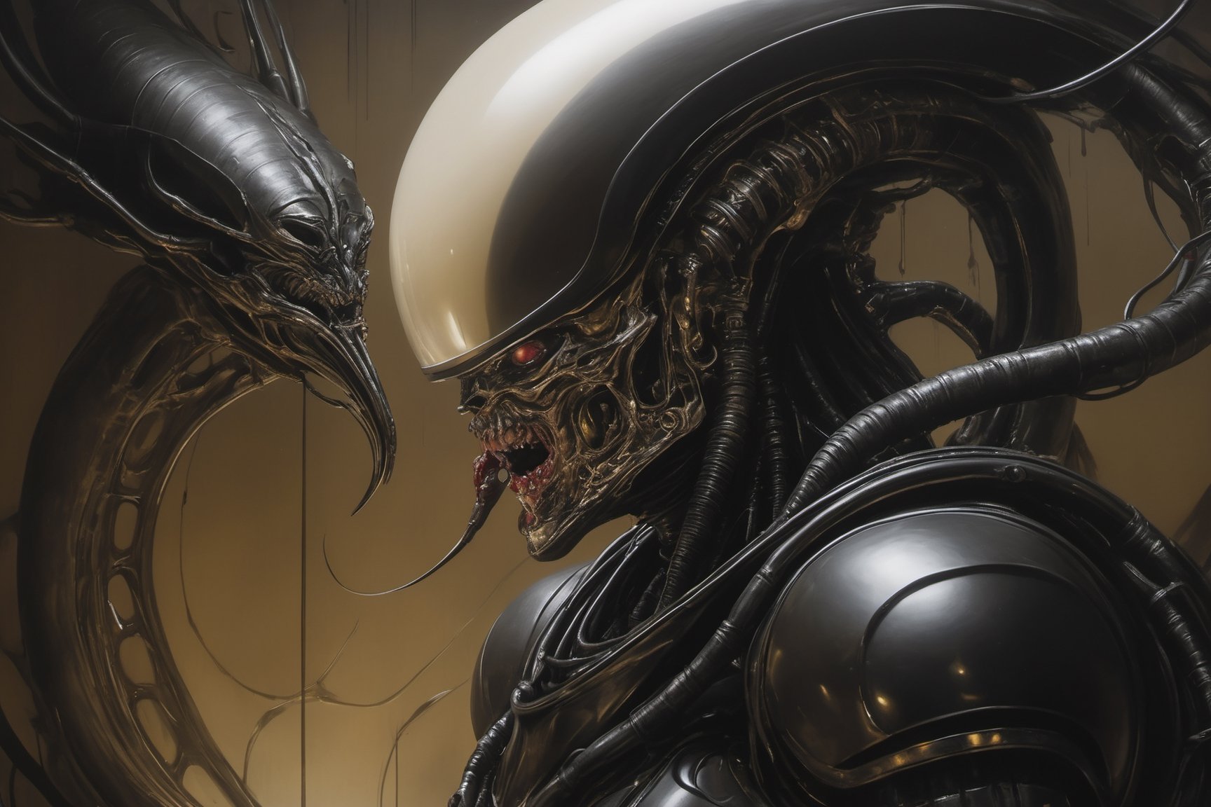 a oil painting portrait,  art by hr giger,  a masterpiece by Ravishastri on Tensor.Art