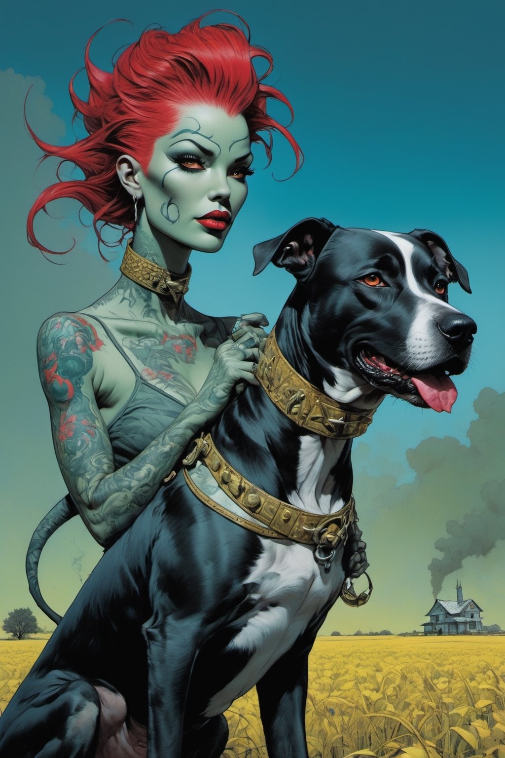 dogs from the wizard of oz,  Horror Comics style,  art by brom by Ravishastri on Tensor.Art
