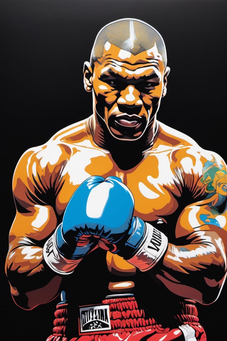 Mike Tyson ,  shadow boxing,  art poster by gian galang by Ravishastri on Tensor.Art