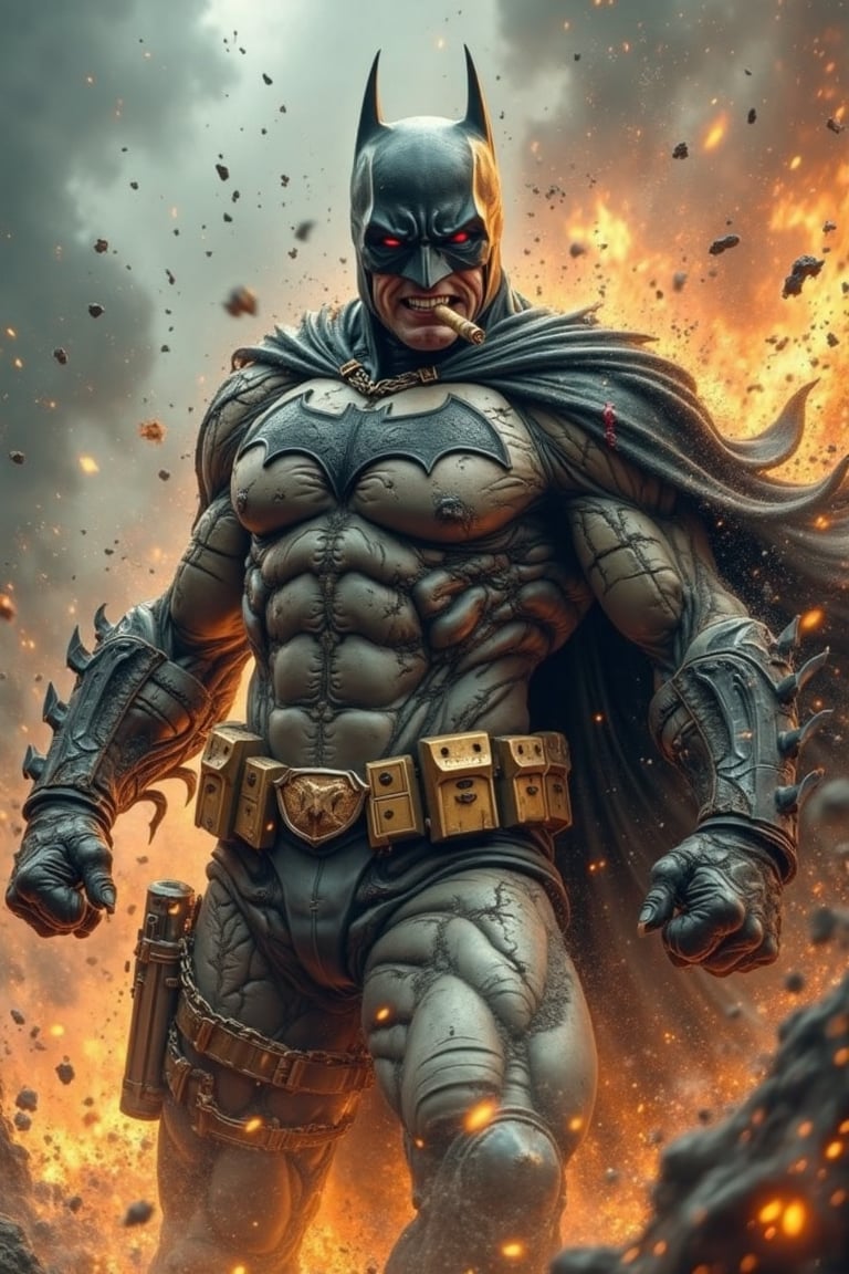 Batman,  wearing his trademark Batman outfit,  a realistic character by Ravishastri on Tensor.Art