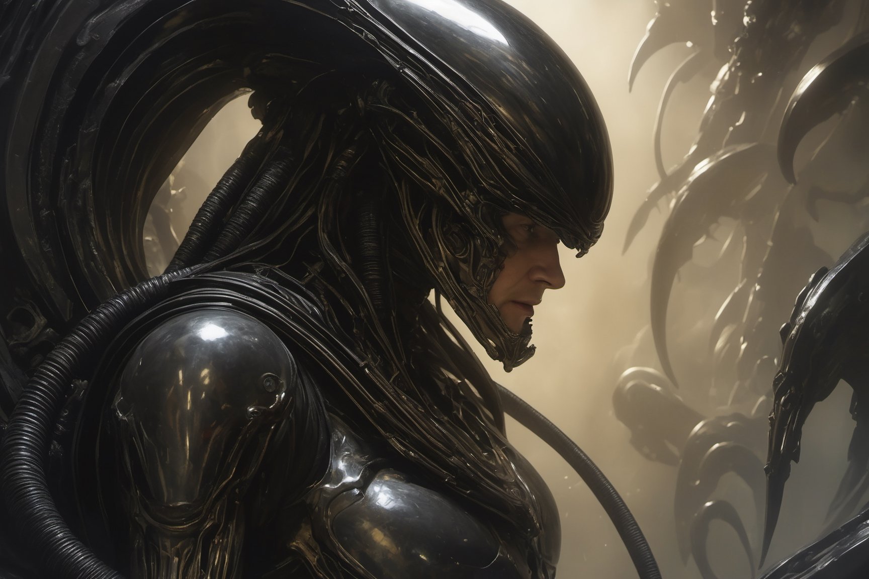 a oil painting portrait,  art by hr giger,  a masterpiece by Ravishastri on Tensor.Art