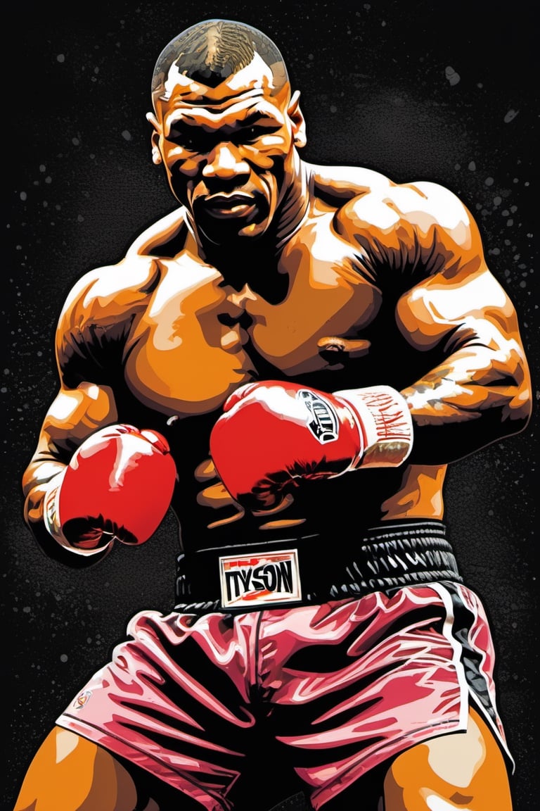 Mike Tyson ,  shadow boxing,  art poster by gian galang by Ravishastri on Tensor.Art