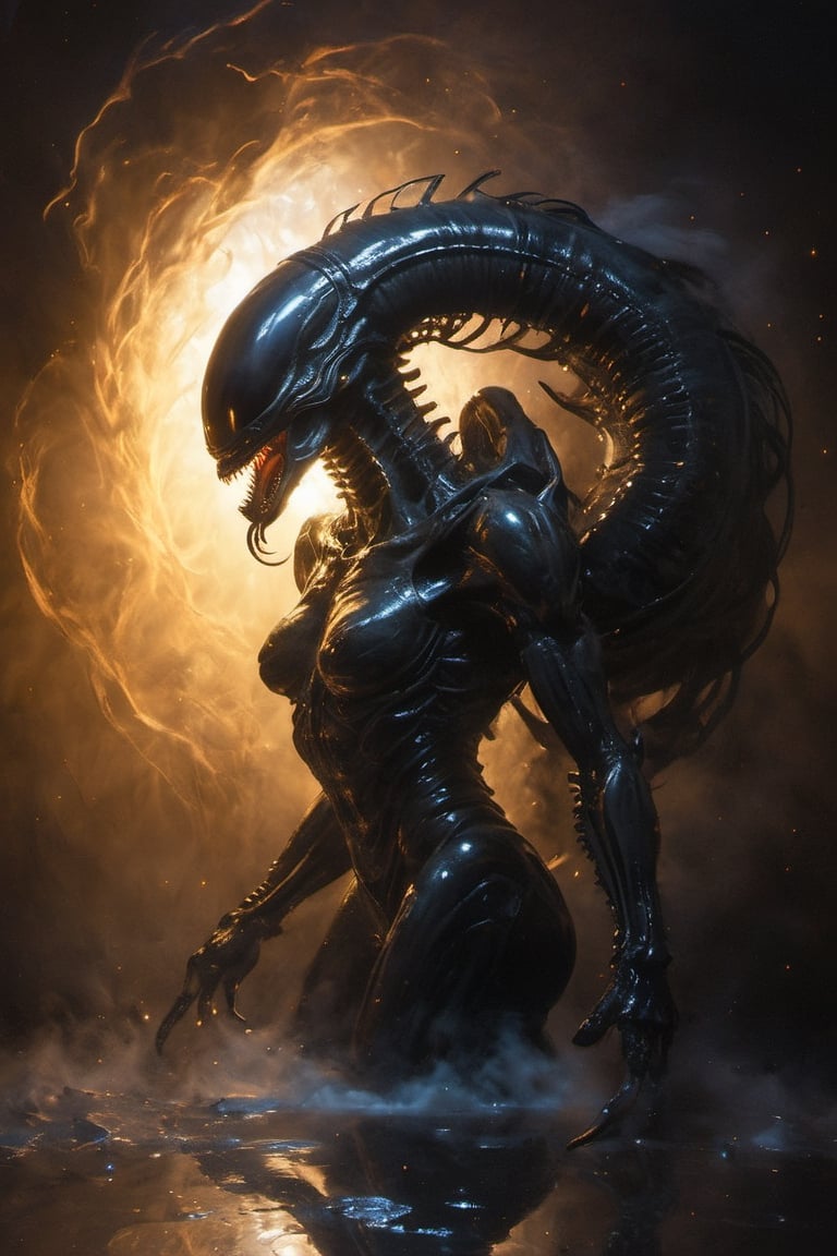 a xenomorph,  low lighting,  intense shadows by Ravishastri on Tensor.Art