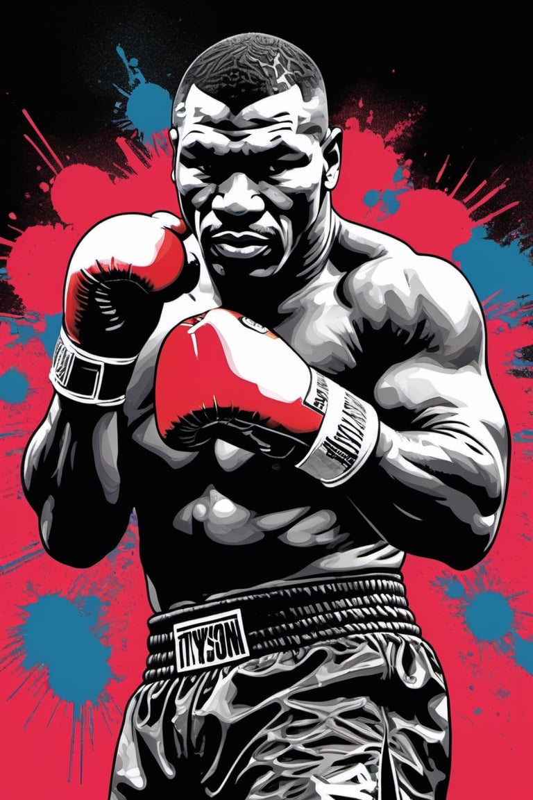 Mike Tyson ,  shadow boxing,  art poster by gian galang by Ravishastri on Tensor.Art