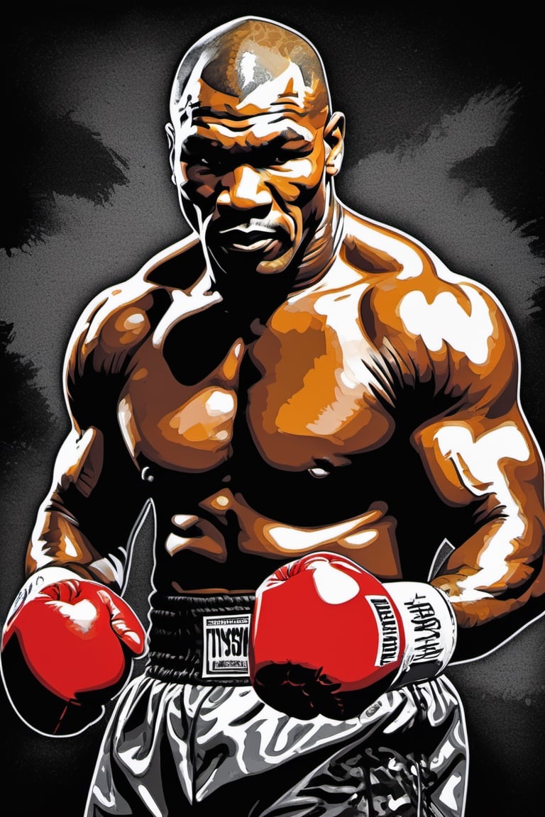 Mike Tyson ,  shadow boxing,  art poster by gian galang by Ravishastri on Tensor.Art