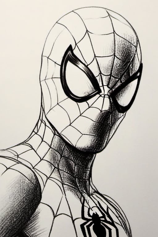 spiderman, pencil draw