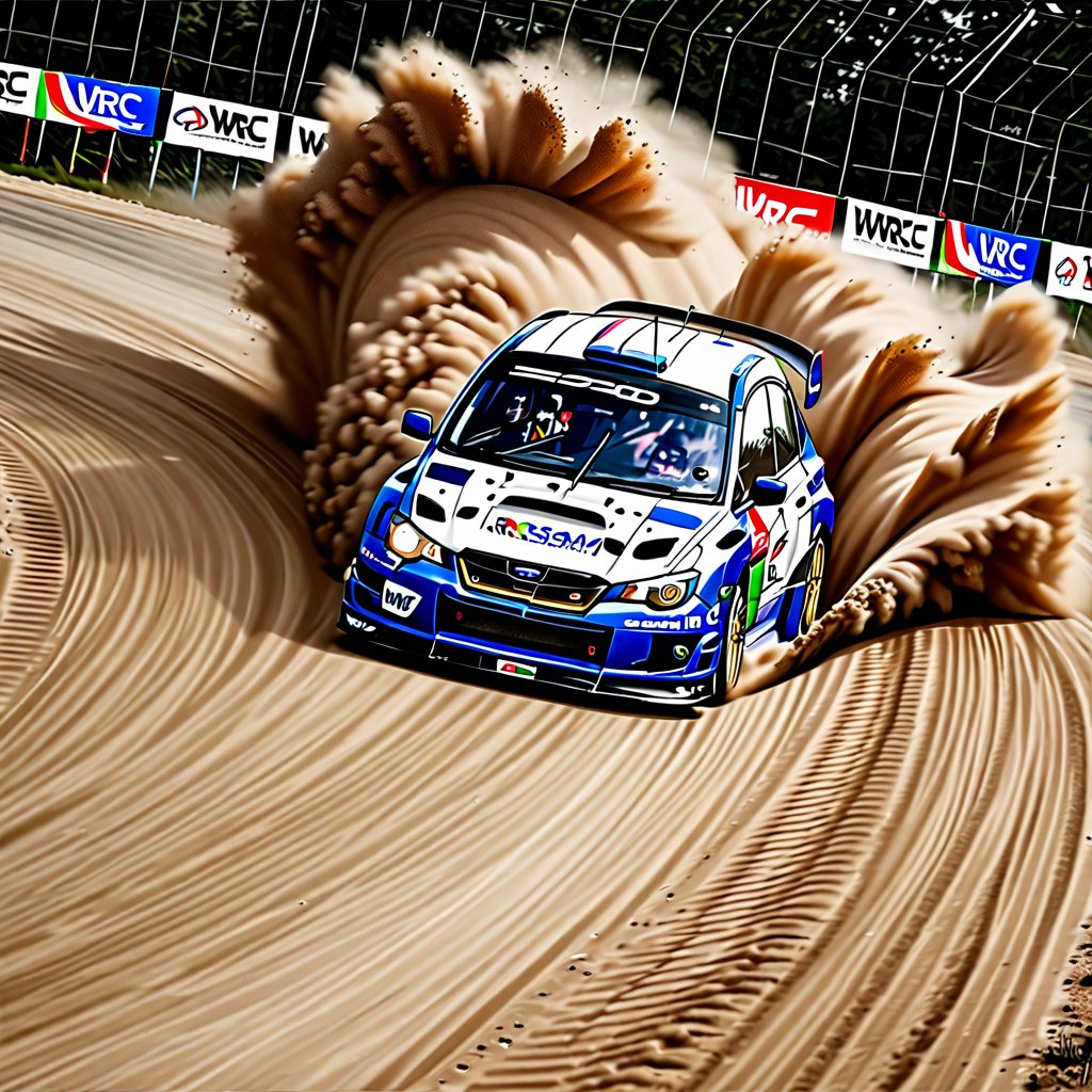 ((masterpiece, best quality, hyper detailed, insanely detailed, beautiful, ultra realistic photo, photorealistic, raw photo, realism)),
BREAK
A Subaru blue Impreza WRX-STI "WRC2008 MODEL" drifting on a sand course and turning a corner during a WRC car race.
The main sponsor logo is in yellow and says "Rasman045".
There are other sponsor logos but they are smaller than the main one,