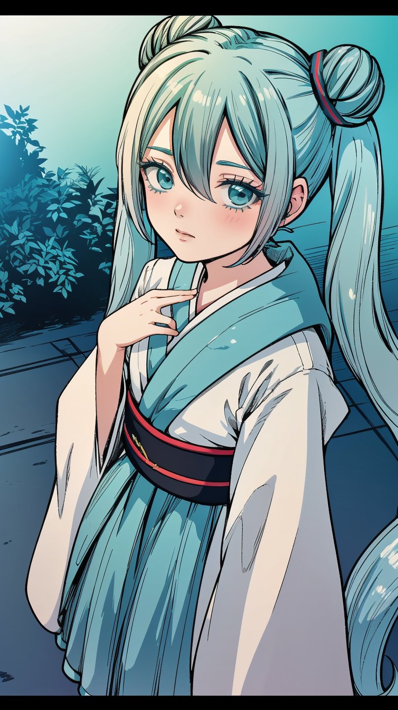 (masterpiece, best quality), ray tracing, absurdres,hatsune miku, aino,, 1girl, hanfu, solo, twintails, aqua eyes,aqua hair, hair bun, red ribbon,hair between eyes,long hair, double bun, shawl, looking at viewer,, sash, dress, hagoromo,outdoors,,blush,, ,
