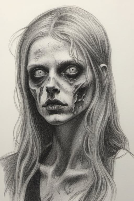 zombie, pencil draw