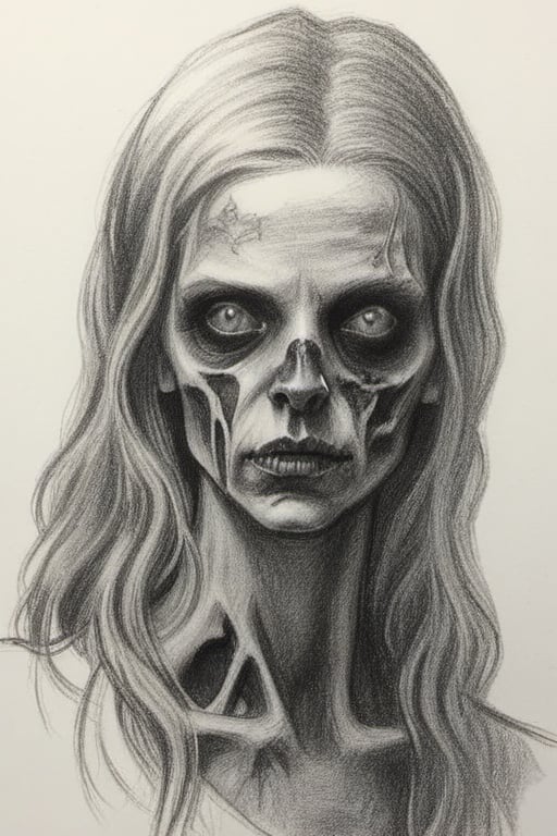 zombie, pencil draw