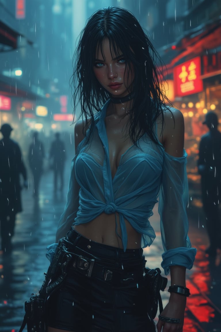 3d art on the verge of vulgarity, cyberpunk, night market, nightcity, raining, steam, rain, wet look, art by Cameron Mark, Artgerm, Greg Rutkowski, Breathtaking and sharp stunningly beautiful woman, futuristic police light blue see-through shirt and skirt, j cup, elegant face, oil painting, heavy strokes, ideal anatomy, highly detailed, octane render, intricate artwork masterpiece, concept art, smooth, sharp focus, detailed face, detailed background, intricate, classy, four fingers and one thumb per hand, A expressionistic oil painting in the style of Jack Hughes, masterpiece, highly detailed, digital painting, best quality, highres, detailed work, post-processing, perfect result long eyelashes, not looking at the camera, an 25-year-old woman, a semi-realistic image, beautiful realistic eyes, fantastic face, beautiful appearance, Michael Garmash, Daniel F. Gerhartz, warm dreamy lighting, volumetric lighting, adventure style, dynamic gradients, bright color, highly detailed vector curve









