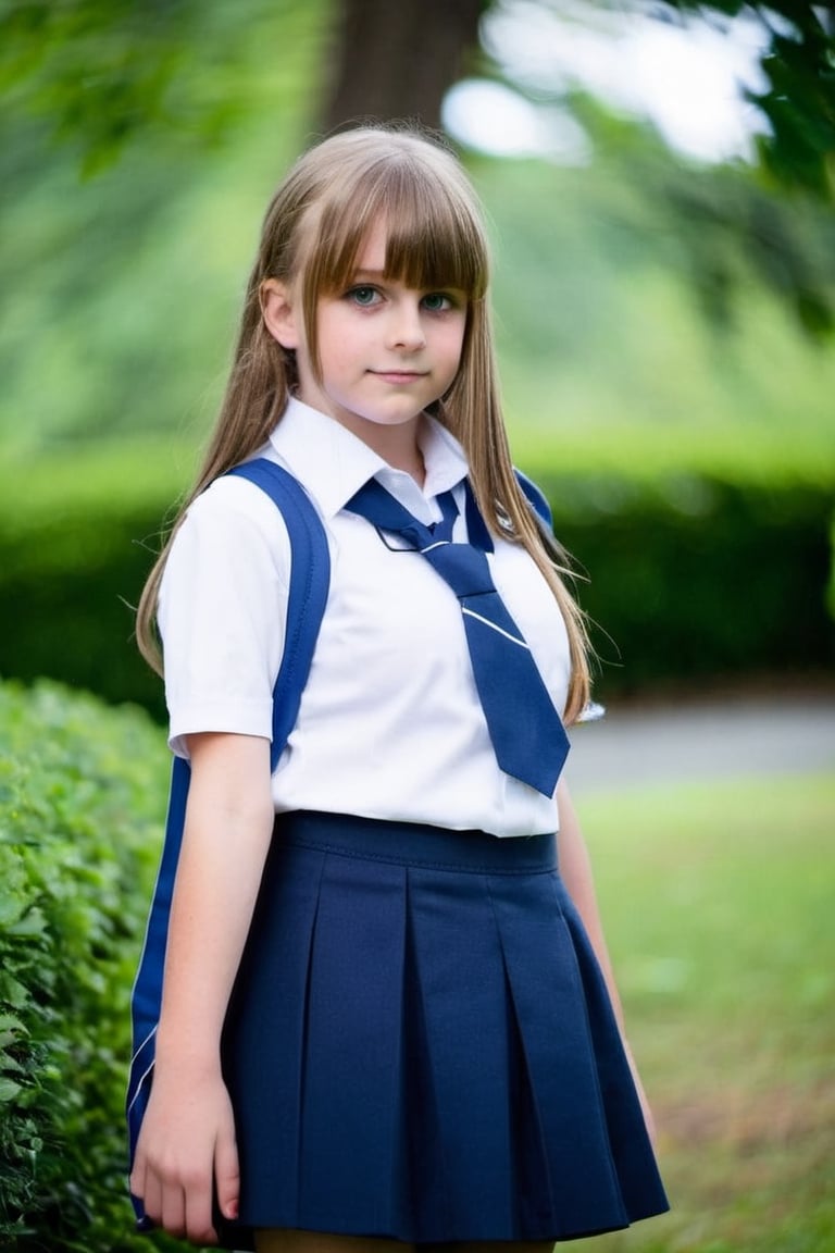 20 years old girl with huge breast, cosplaying tight school uniforms