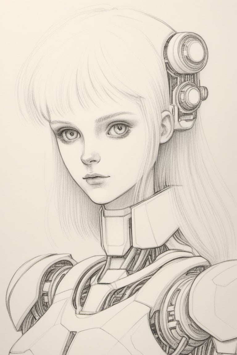 Robo girl, pencil draw