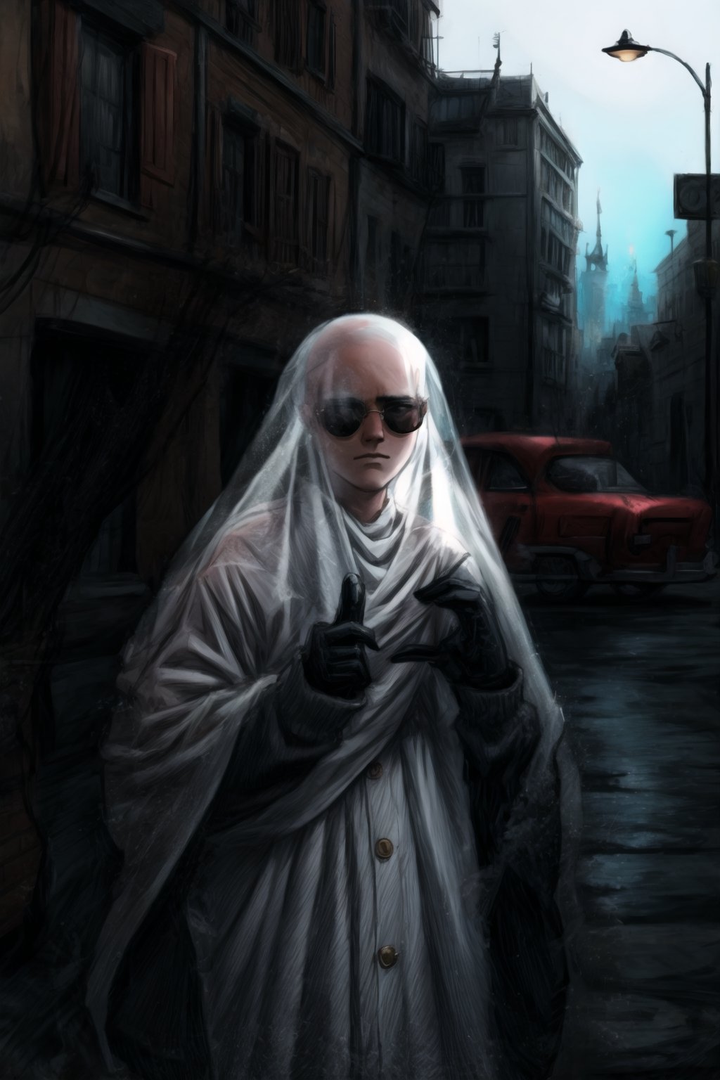 Masterpiec,Detailed Background,Ghost,sunglasses,