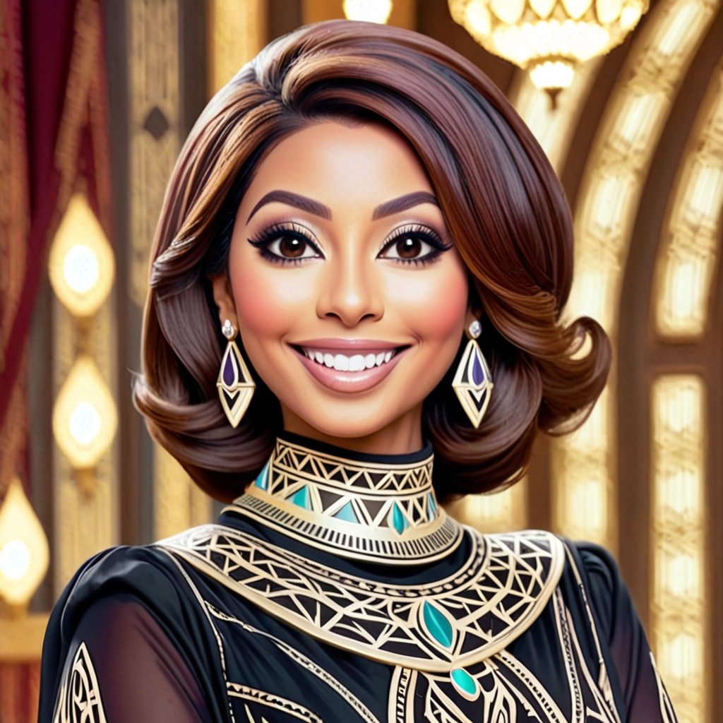 portrait of Egyptian female, smiling, Disney, Pixar style, wearing pharaonic full sleeve clothes, (arabic hijab:1.2), bokeh background
,disney pixar style,score_9,xxmixgirl