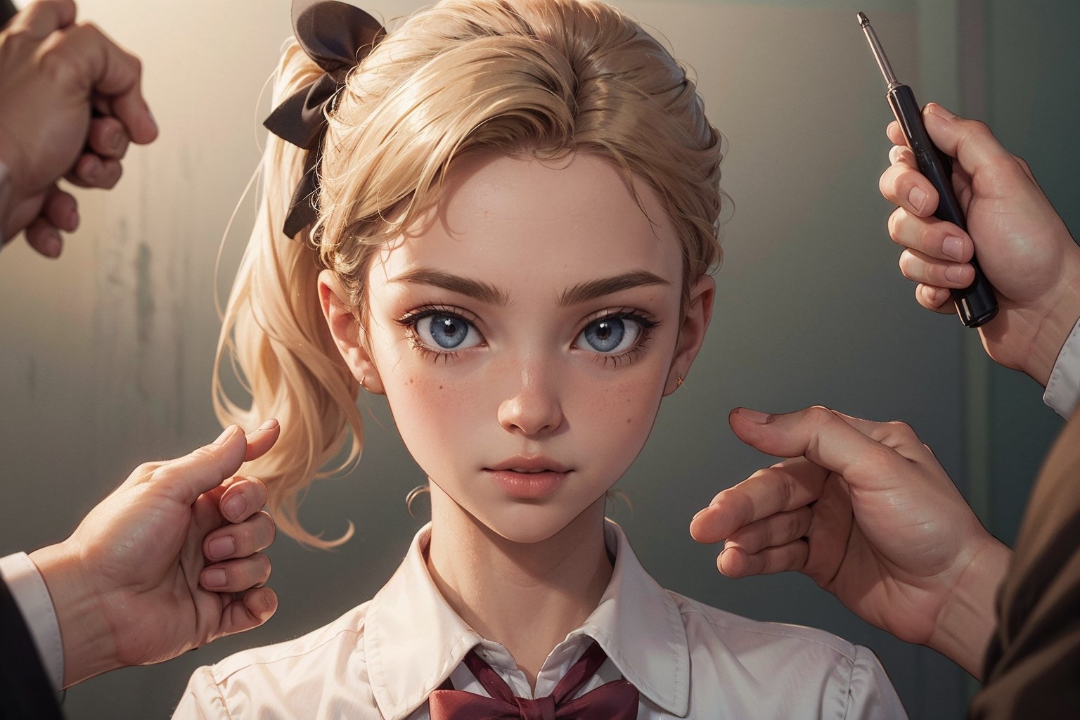 masterpiece, 1girl, solo focus, gyaru,blonde hair, side ponytail, petite, small breasts, school uniform, (6+boys), holding, grabbing, , (masterpiece:1.2), best quality, high resolution, unity 8k wallpaper, (illustration:0.8), extremely detailed face, perfect lighting, extremely detailed CG, (perfect hands, perfect anatomy), (masterpiece, best_quality, ultra-detailed, immaculate:1.3), epic, illustration, render, 