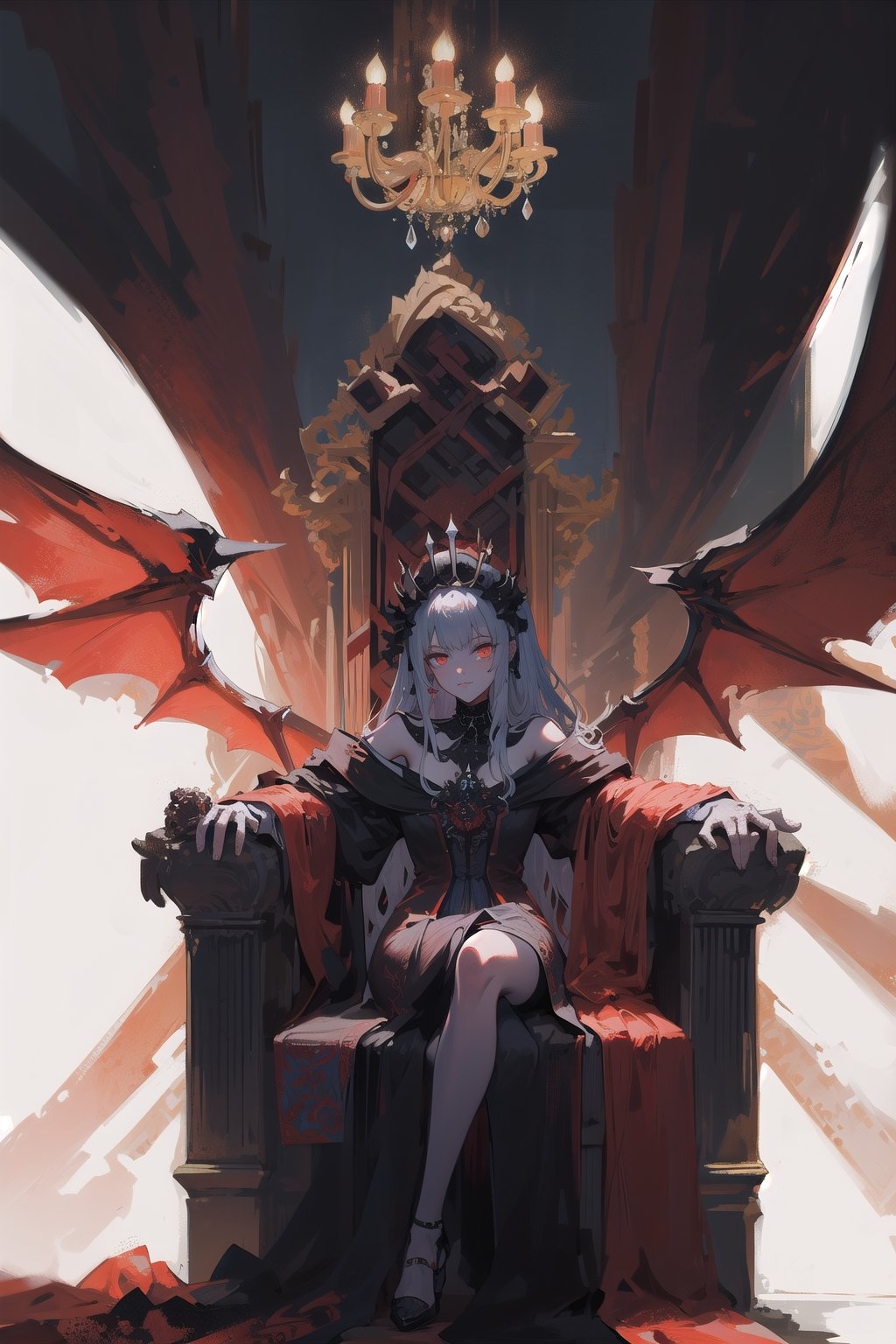 In the grandeur of the vampire queen's throne room,  darkness reigns supreme. The stone walls,  adorned with elaborate car...