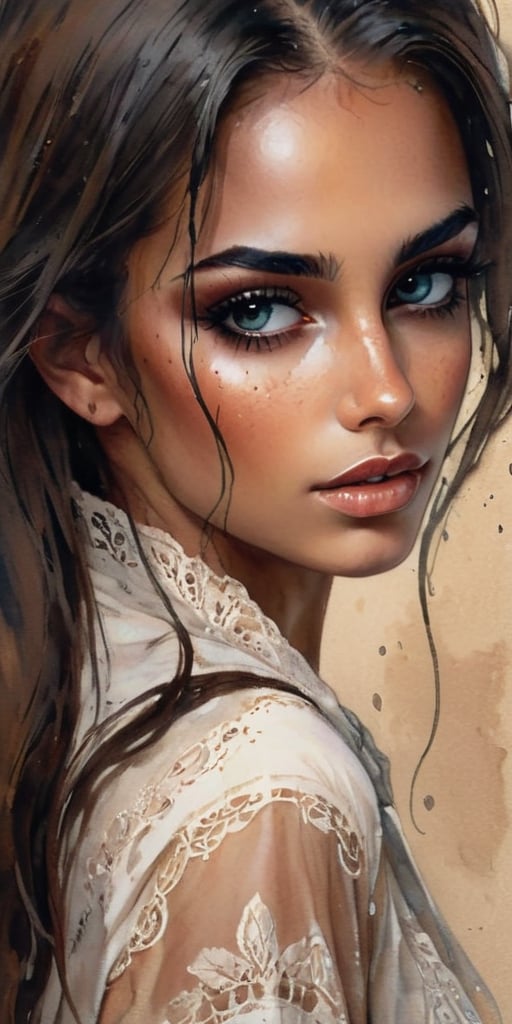 mesmirizing young woman,  sensual,  long dark hair by user_valenok on Tensor.Art