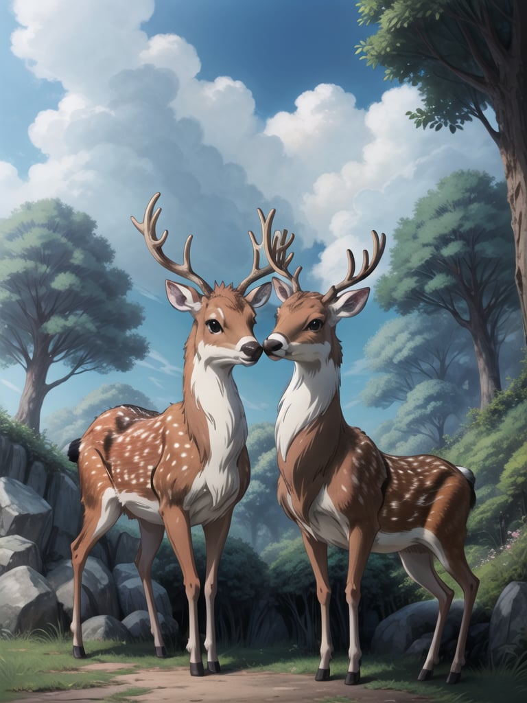 studio ghibli anime style deer