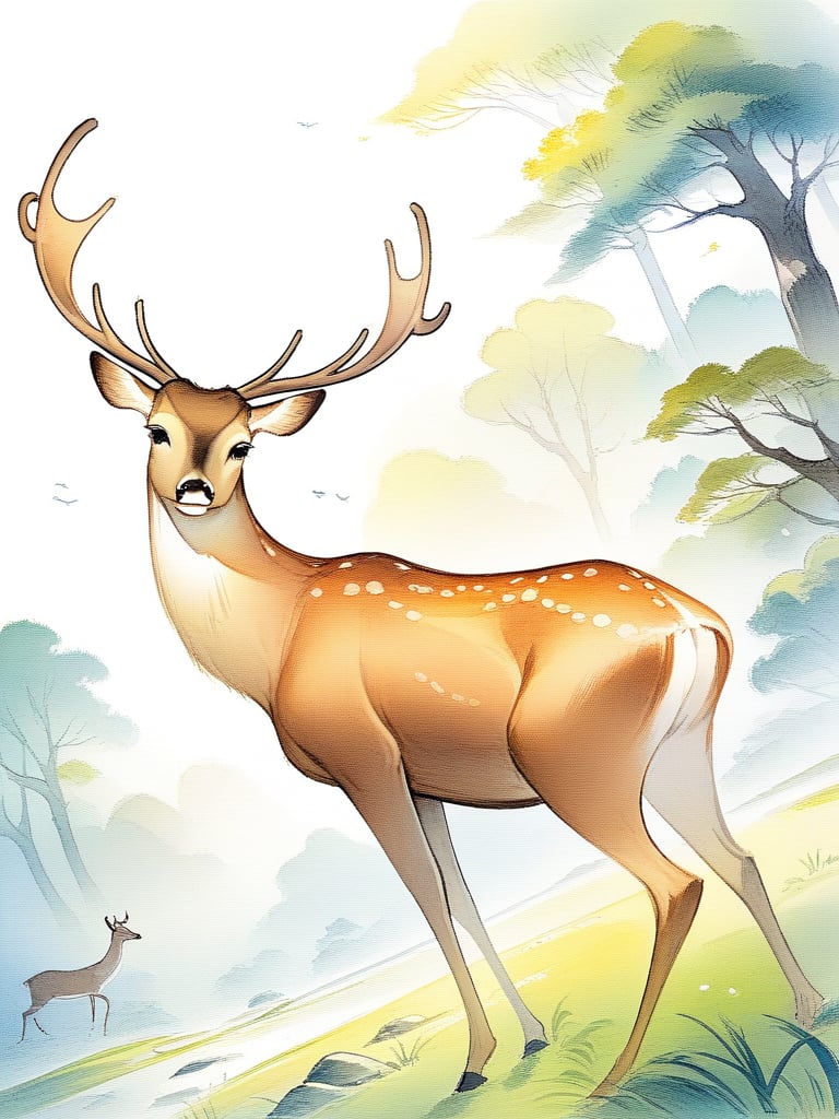 picture book illustration of deer