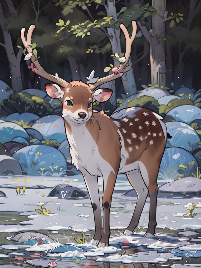 studio ghibli anime style deer